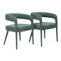 HomeRoots Set of Two Green Upholstered Linen Open Back Dining Side Chairs