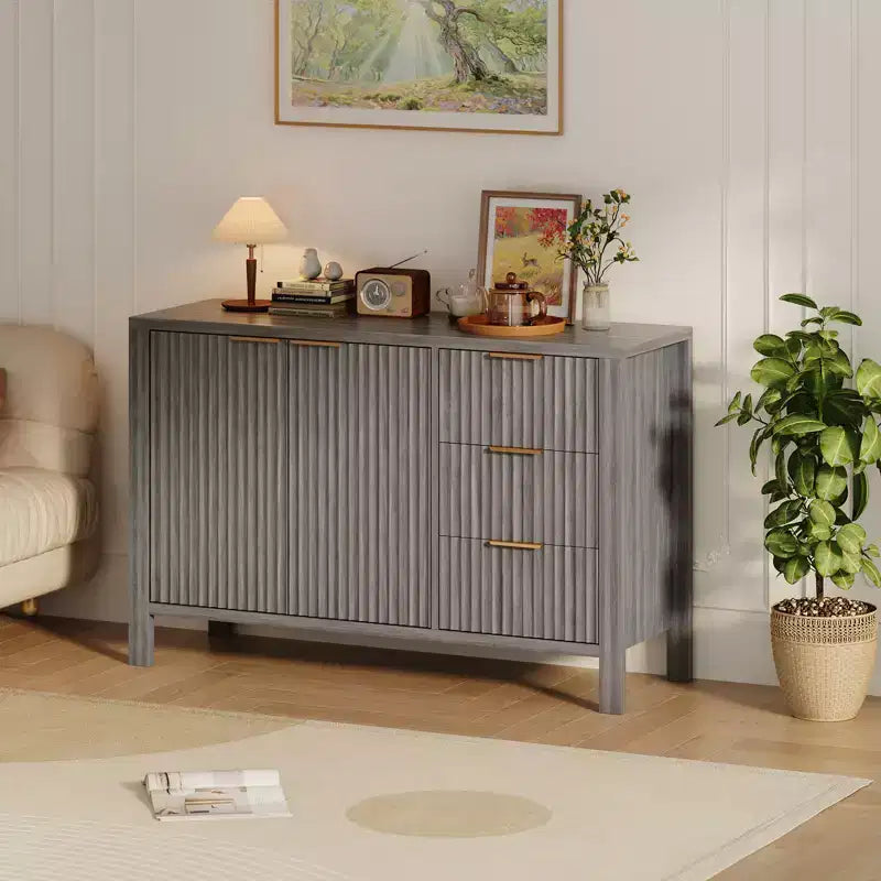 Bahut en bois avec 3 tiroirs et 2 portes Buffet moderne pour salon et cuisine
