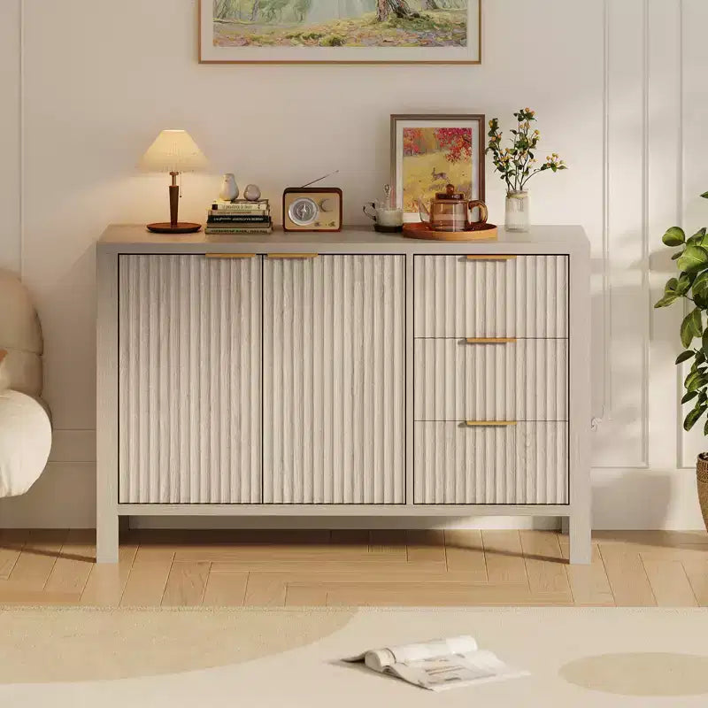 Bahut en bois avec 3 tiroirs et 2 portes Buffet moderne pour salon et cuisine