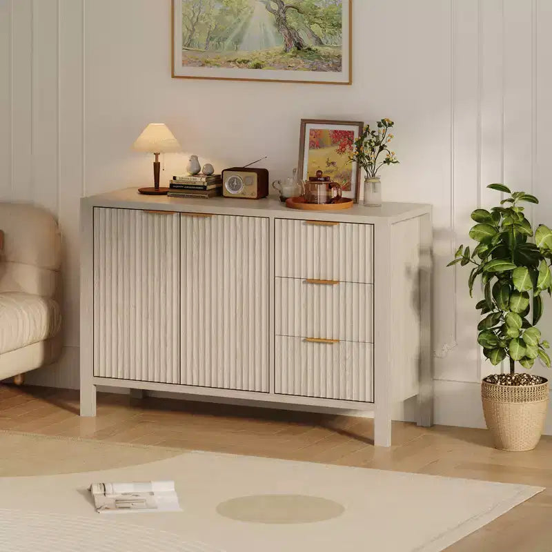 Bahut en bois avec 3 tiroirs et 2 portes Buffet moderne pour salon et cuisine