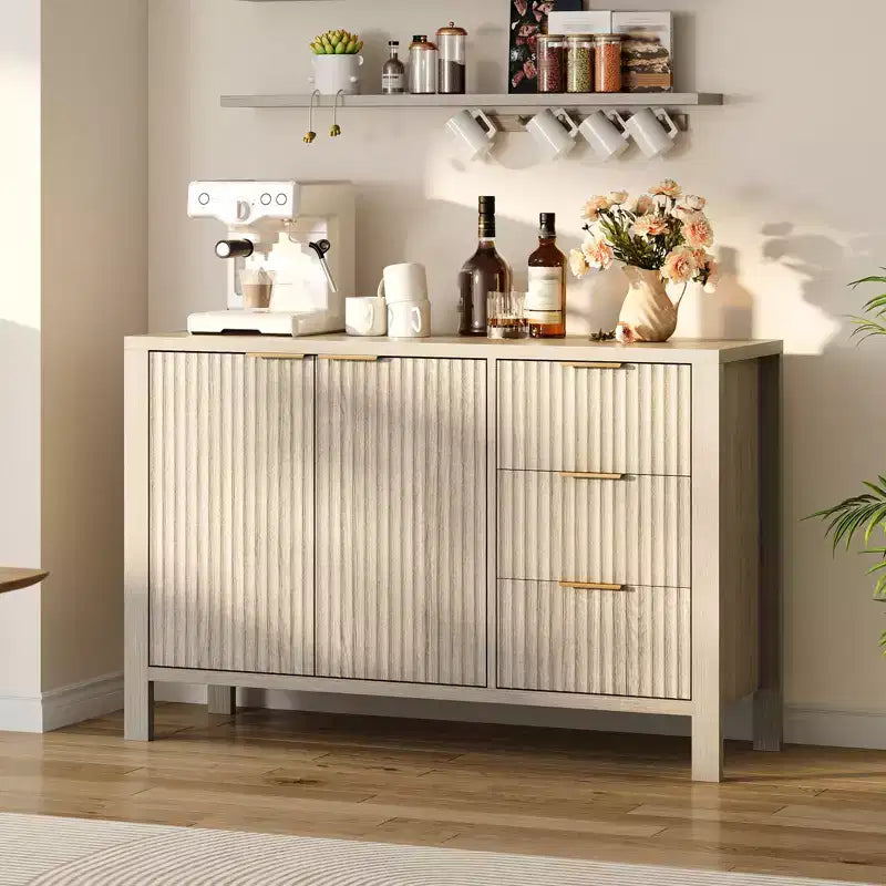 Bahut en bois avec 3 tiroirs et 2 portes Buffet moderne pour salon et cuisine