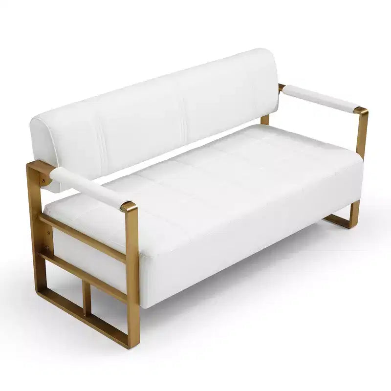 Canapé moderne 2 places, avec accoudoirs métalliques Dossier large et épais, assise en mousse haute densité rembourrée pour les petites chambres