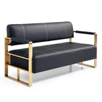 Canapé moderne 2 places, avec accoudoirs métalliques Dossier large et épais, assise en mousse haute densité rembourrée pour les petites chambres