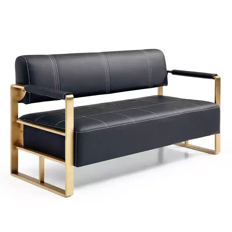 Canapé moderne 2 places, avec accoudoirs métalliques Dossier large et épais, assise en mousse haute densité rembourrée pour les petites chambres