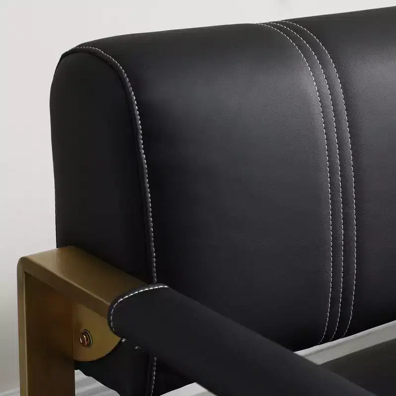 Canapé moderne 2 places, avec accoudoirs métalliques Dossier large et épais, assise en mousse haute densité rembourrée pour les petites chambres