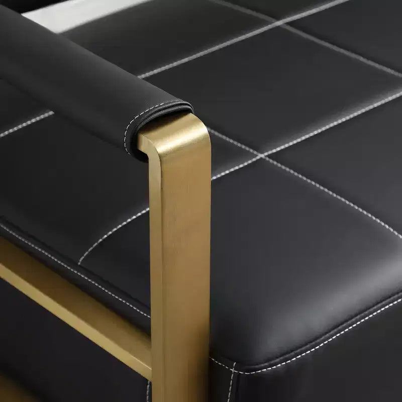 Canapé moderne 2 places, avec accoudoirs métalliques Dossier large et épais, assise en mousse haute densité rembourrée pour les petites chambres
