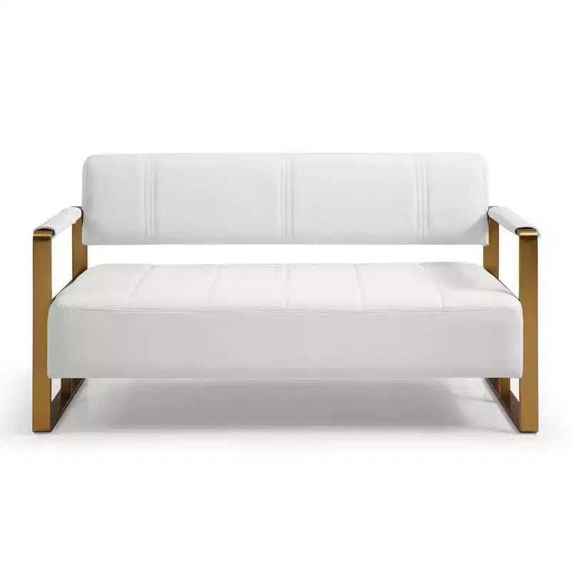 Canapé moderne 2 places, avec accoudoirs métalliques Dossier large et épais, assise en mousse haute densité rembourrée pour les petites chambres