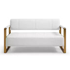 Canapé moderne 2 places, avec accoudoirs métalliques Dossier large et épais, assise en mousse haute densité rembourrée pour les petites chambres