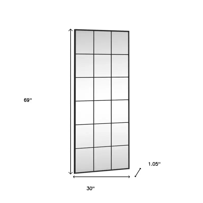 Miroir pleine longueur HomeRoots 69 à cadre métallique noir à carreaux