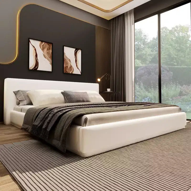 Lit plateforme Christopher Knight Home Berry moderne minimaliste en velours et bois