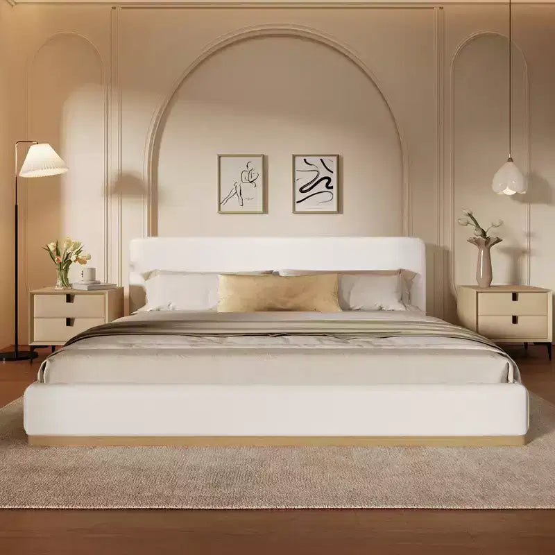 Lit plateforme Christopher Knight Home Berry moderne minimaliste en velours et bois