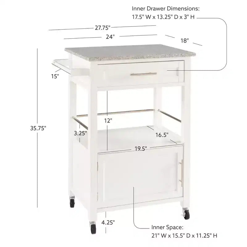 Chariots de cuisine en bois HomeStock de 91 cm de hauteur avec 1 porte et 1 étagère