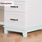 Bureau de direction avec tiroirs, bureau d'ordinateur de style rustique avec station de charge, bureau d'ordinateur en bois de 136 cm avec rangement pour dossiers