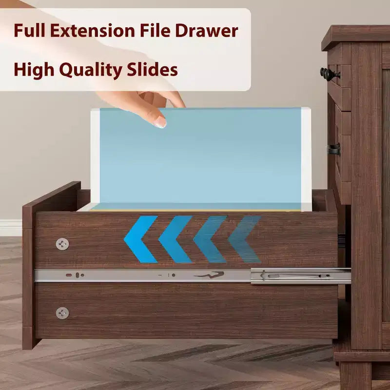 Bureau de direction avec tiroirs, bureau d'ordinateur de style rustique avec station de charge, bureau d'ordinateur en bois de 136 cm avec rangement pour dossiers