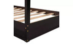 Lit en bois en forme de L taille jumeau pour 2 enfants, lit de jour d'angle en forme de L avec clôture et cadre à lattes pour chambre à coucher