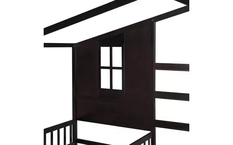 Lit en bois en forme de L taille jumeau pour 2 enfants, lit de jour d'angle en forme de L avec clôture et cadre à lattes pour chambre à coucher