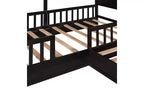 Lit en bois en forme de L taille jumeau pour 2 enfants, lit de jour d'angle en forme de L avec clôture et cadre à lattes pour chambre à coucher