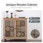 Meuble de Rangement Captiva Designs avec 2 Portes, Motifs Carreaux Vieillis, pour Entrée ou Salon