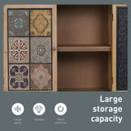 Meuble de Rangement Captiva Designs avec 2 Portes, Motifs Carreaux Vieillis, pour Entrée ou Salon