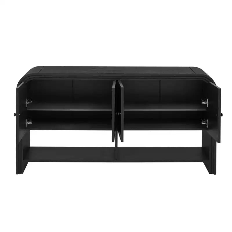 Console en bois avec meuble de rangement, table d'entrée moderne avec lattes en bois tressées pour le salon et l'entrée