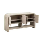 Console en bois avec meuble de rangement, table d'entrée moderne avec lattes en bois tressées pour le salon et l'entrée