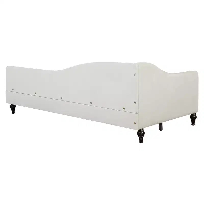 Lit de repos en forme de L capitonné pour deux lits/grand lit, Cadre de lit de repos d'angle en lin avec pieds en bois massif pour salon