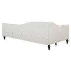 Lit de repos en forme de L capitonné pour deux lits/grand lit, Cadre de lit de repos d'angle en lin avec pieds en bois massif pour salon