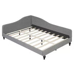 Lit de repos en forme de L capitonné pour deux lits/grand lit, Cadre de lit de repos d'angle en lin avec pieds en bois massif pour salon