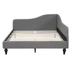 Lit de repos en forme de L capitonné pour deux lits/grand lit, Cadre de lit de repos d'angle en lin avec pieds en bois massif pour salon