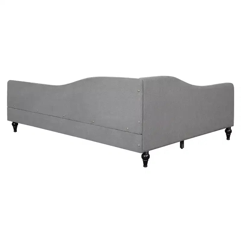 Lit de repos en forme de L capitonné pour deux lits/grand lit, Cadre de lit de repos d'angle en lin avec pieds en bois massif pour salon
