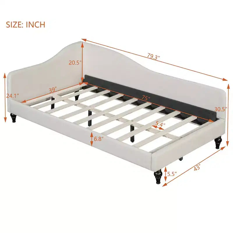 Lit de repos en forme de L capitonné pour deux lits/grand lit, Cadre de lit de repos d'angle en lin avec pieds en bois massif pour salon