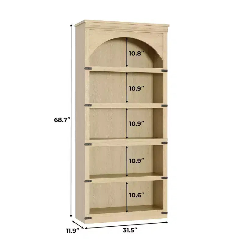 GustoWave Étagère haute en bois 68,7, étagère arche de ferme, bibliothèque arquée, bibliothèque à 5 niveaux, pour salon, bureau, bibliothèque