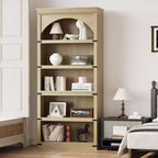 GustoWave Étagère haute en bois 68,7, étagère arche de ferme, bibliothèque arquée, bibliothèque à 5 niveaux, pour salon, bureau, bibliothèque