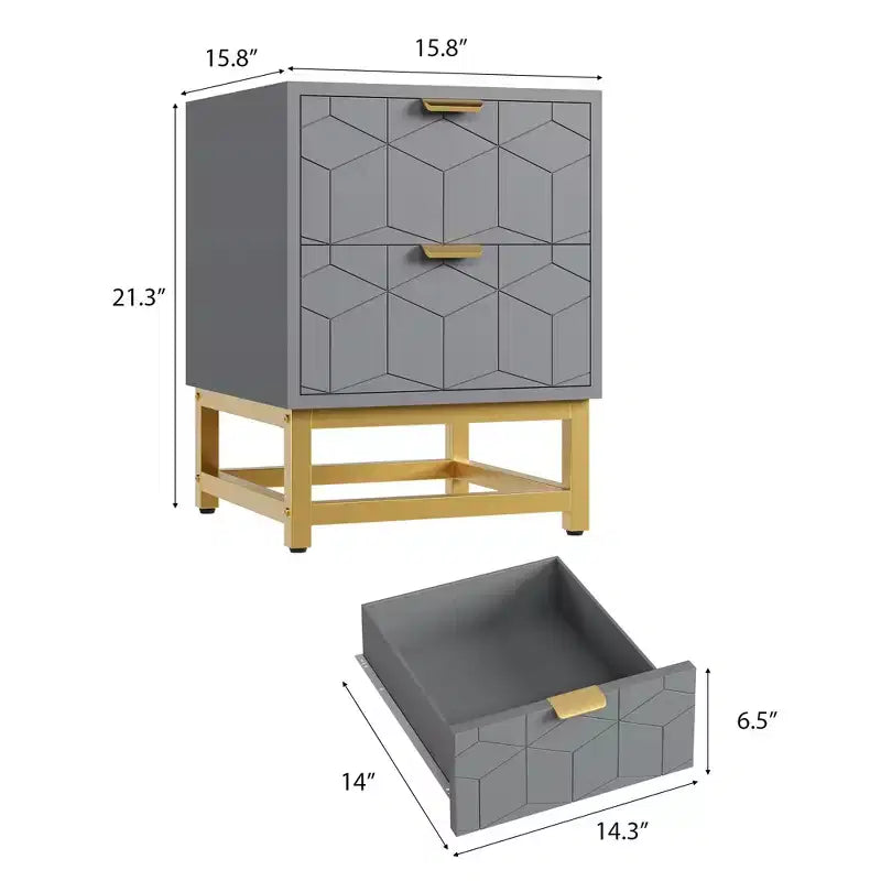 Commode à 2 tiroirs, petite commode, commode de chambre à coucher, salon,