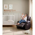 Fauteuil inclinable pivotant manuel surdimensionné GustoWave avec chauffage et massage, canapé inclinable pivotant rembourré en similicuir pour adultes