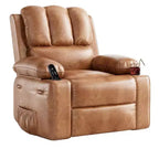 Fauteuil inclinable pivotant manuel surdimensionné GustoWave avec chauffage et massage, canapé inclinable pivotant rembourré en similicuir pour adultes