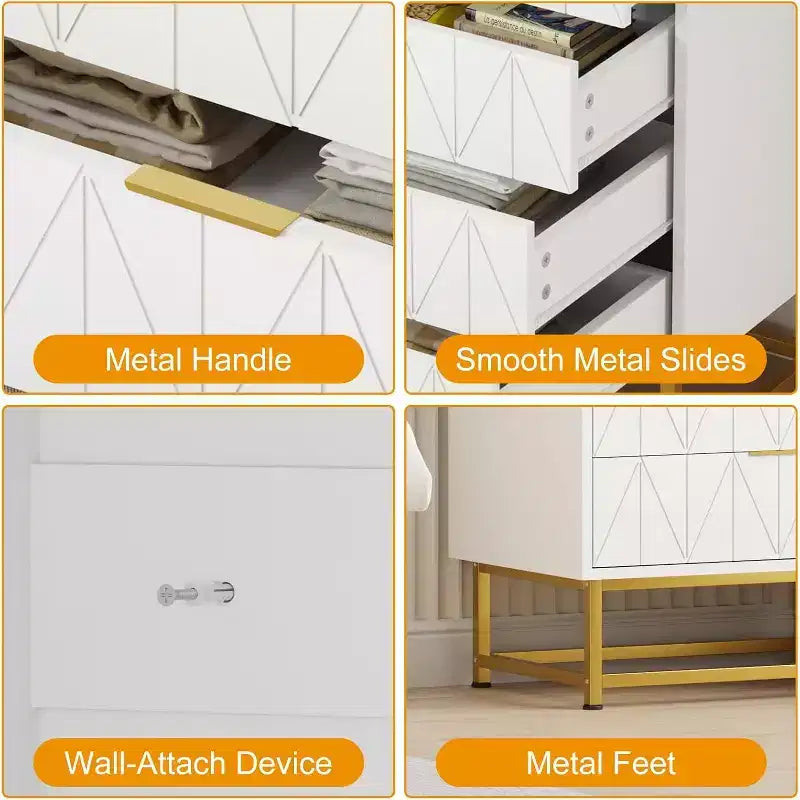 Meuble TV, table de chevet, table d'appoint, commode de rangement moderne avec poignées métalliques, armoire de rangement pour chambre à coucher, salon.