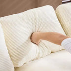Canapé confortable en velours côtelé blanc avec 5 coussins – L'indispensable du salon douillet