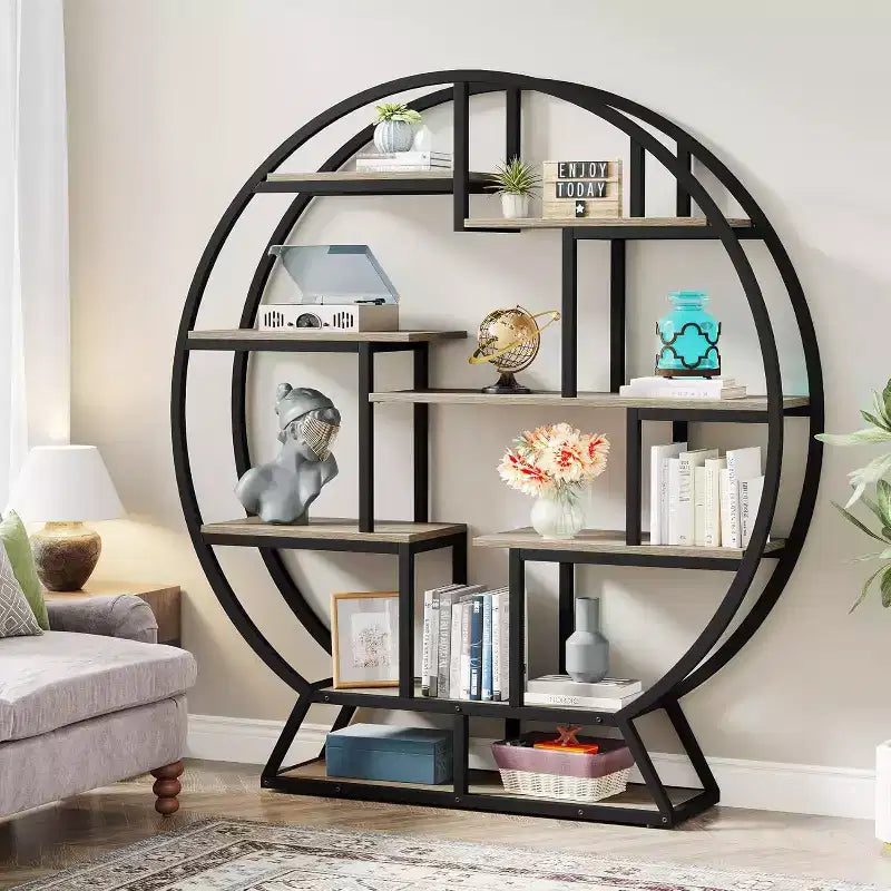 Étagère Lantine, bibliothèque industrielle en bois de 160 cm avec étagères décalées, organisateur de rangement, étagère de présentation pour bureau à domicile, salon, gris