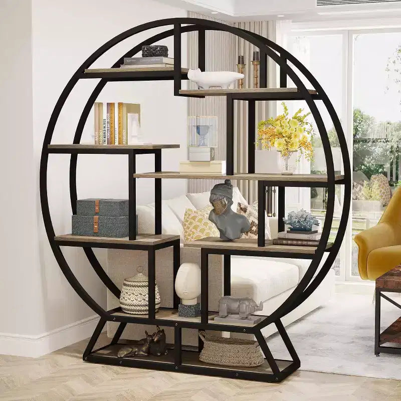 Étagère Lantine, bibliothèque industrielle en bois de 160 cm avec étagères décalées, organisateur de rangement, étagère de présentation pour bureau à domicile, salon, gris