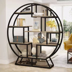 Étagère Lantine, bibliothèque industrielle en bois de 160 cm avec étagères décalées, organisateur de rangement, étagère de présentation pour bureau à domicile, salon, gris
