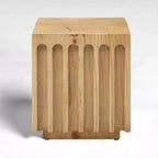 Table d'appoint unique en bois massif cannelé Art Leon