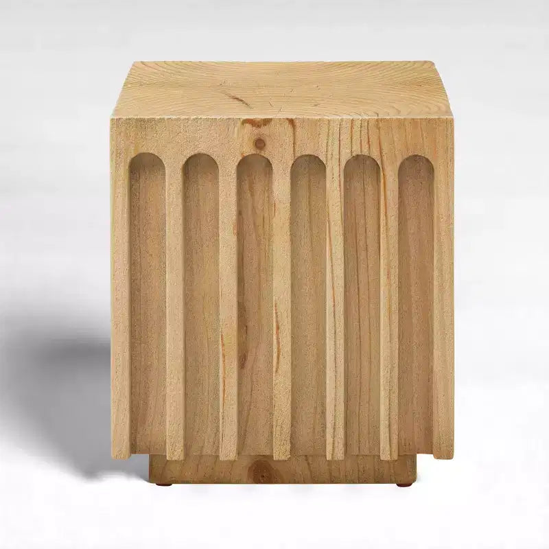 Table d'appoint unique en bois massif cannelé Art Leon