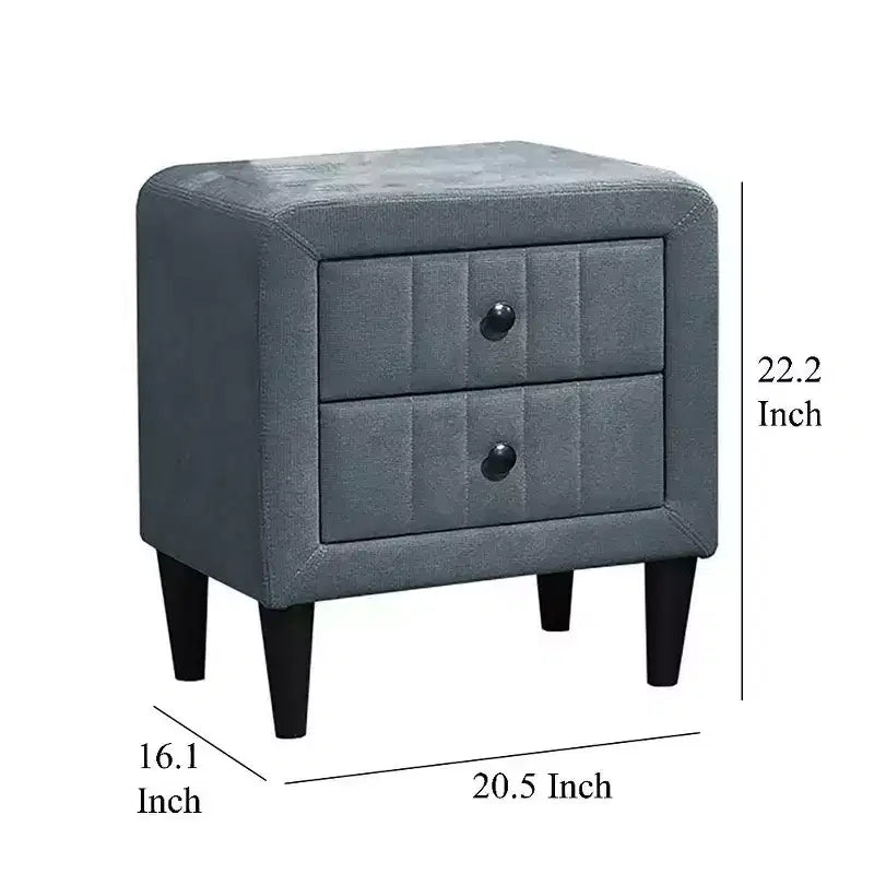 Table de chevet Royal Hampton, 2 tiroirs, 56 cm, lin brossé gris ardoise