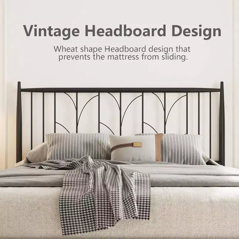 COZONY Cadre de lit plateforme en métal avec tête de lit, sommier tapissier non requis avec rangement sous le lit