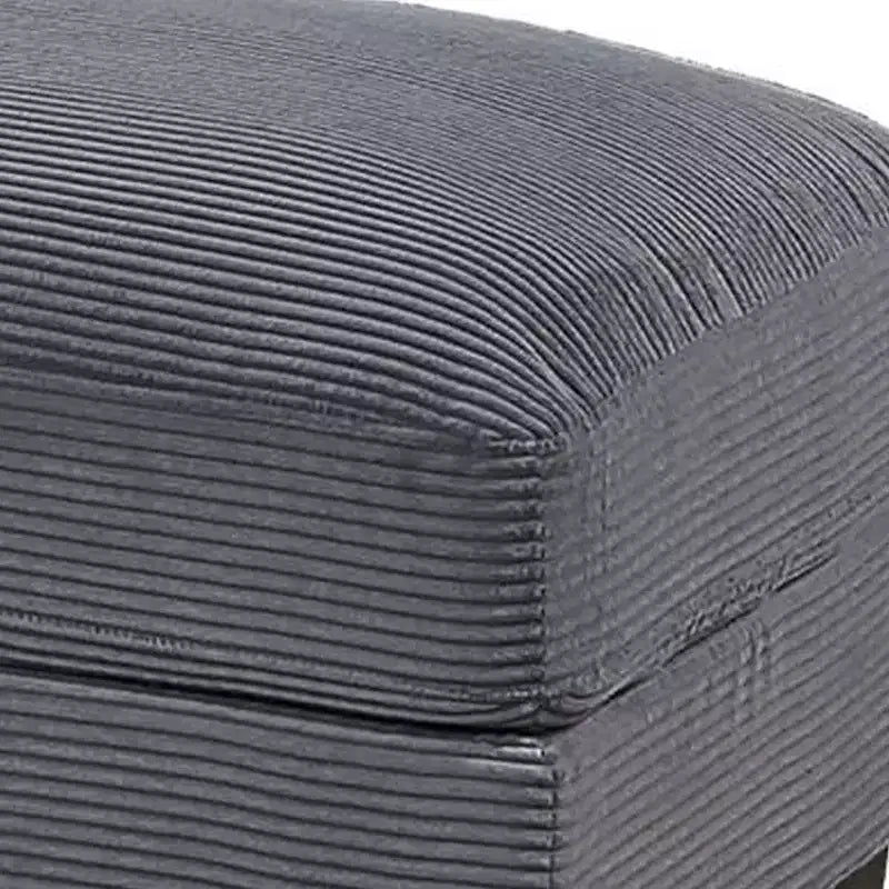 Pouf-ottoman cocktail Royal Hampton, velours côtelé gris foncé, pieds noirs, 45 x 28 pouces