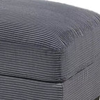 Pouf-ottoman cocktail Royal Hampton, velours côtelé gris foncé, pieds noirs, 45 x 28 pouces