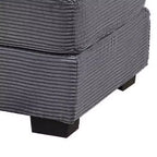 Pouf-ottoman cocktail Royal Hampton, velours côtelé gris foncé, pieds noirs, 45 x 28 pouces