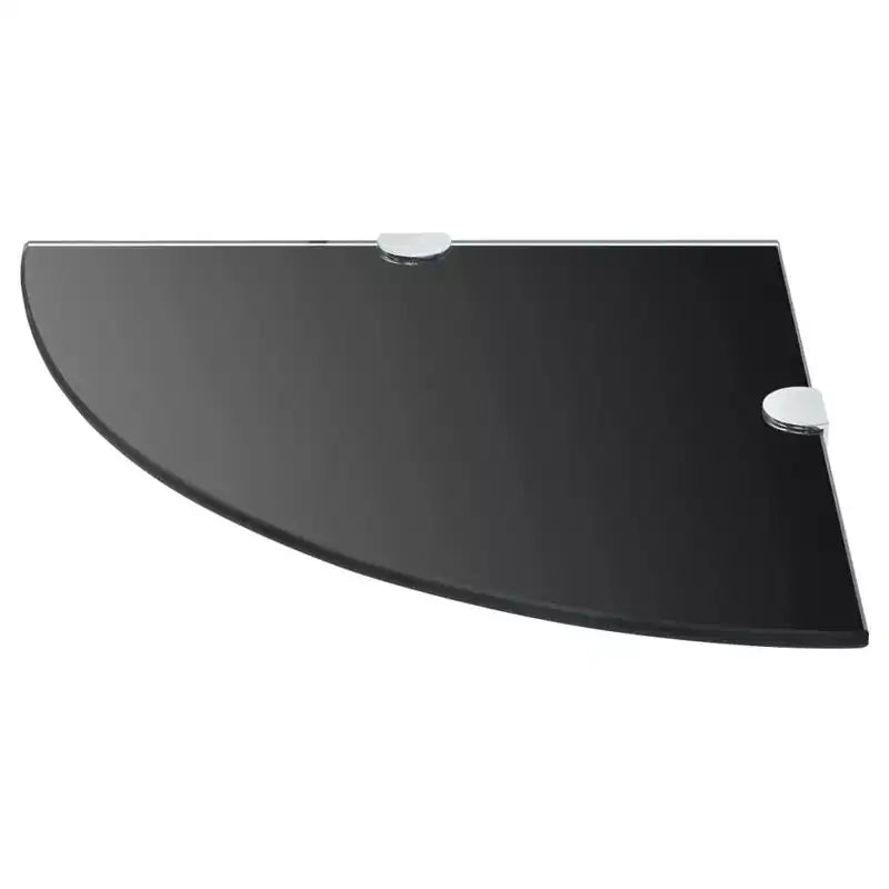 Lot de 2 étagères d'angle en verre de sécurité trempé noir 25x25 cm