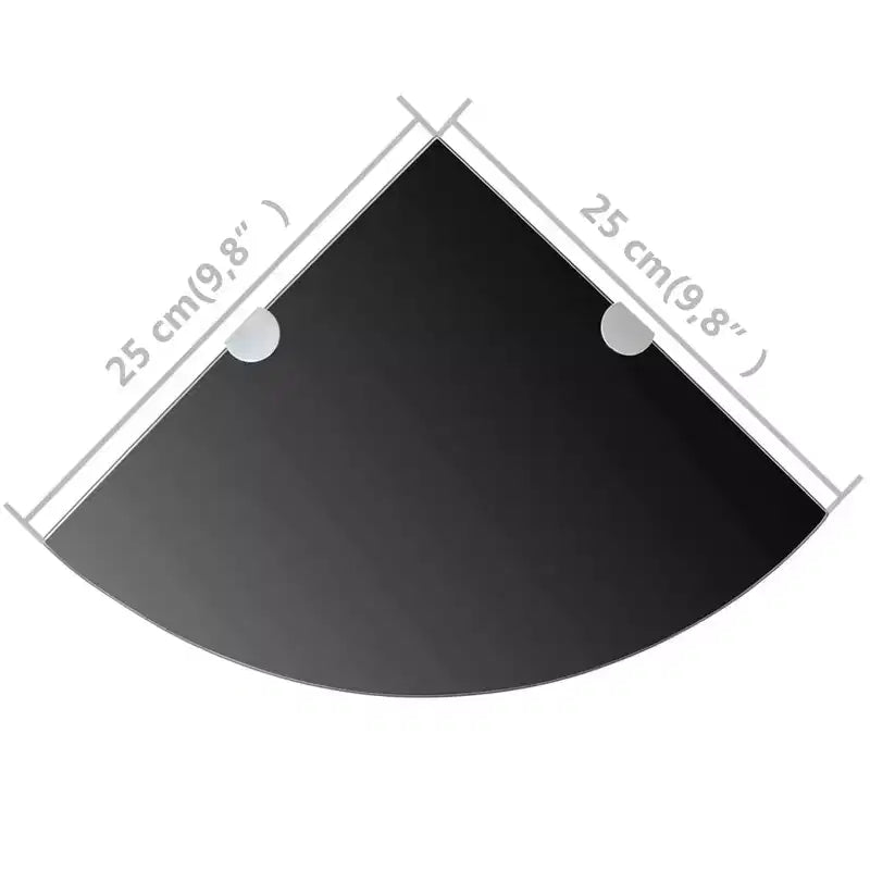 Lot de 2 étagères d'angle en verre de sécurité trempé noir 25x25 cm